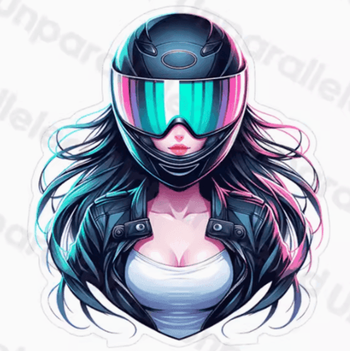 Unparalleled™ Cute Biker Girl Sticker – Bean's Moto Booth Unparalleled™ Cute Biker Girl Sticker – Bean's Moto Booth