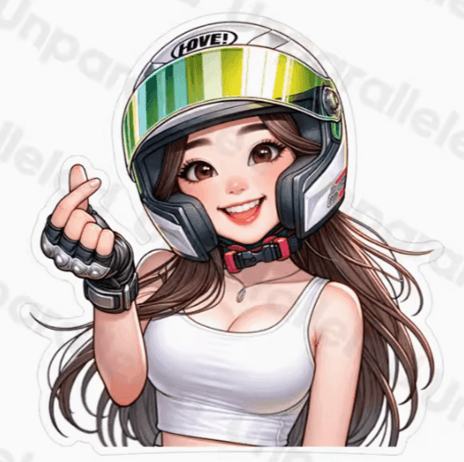 Unparalleled™ Cute Biker Girl Sticker