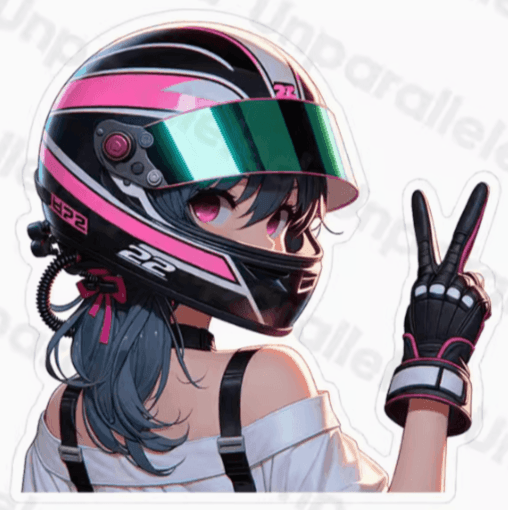 Unparalleled™ Cute Biker Girl Sticker Unparalleled™ Cute Biker Girl Sticker