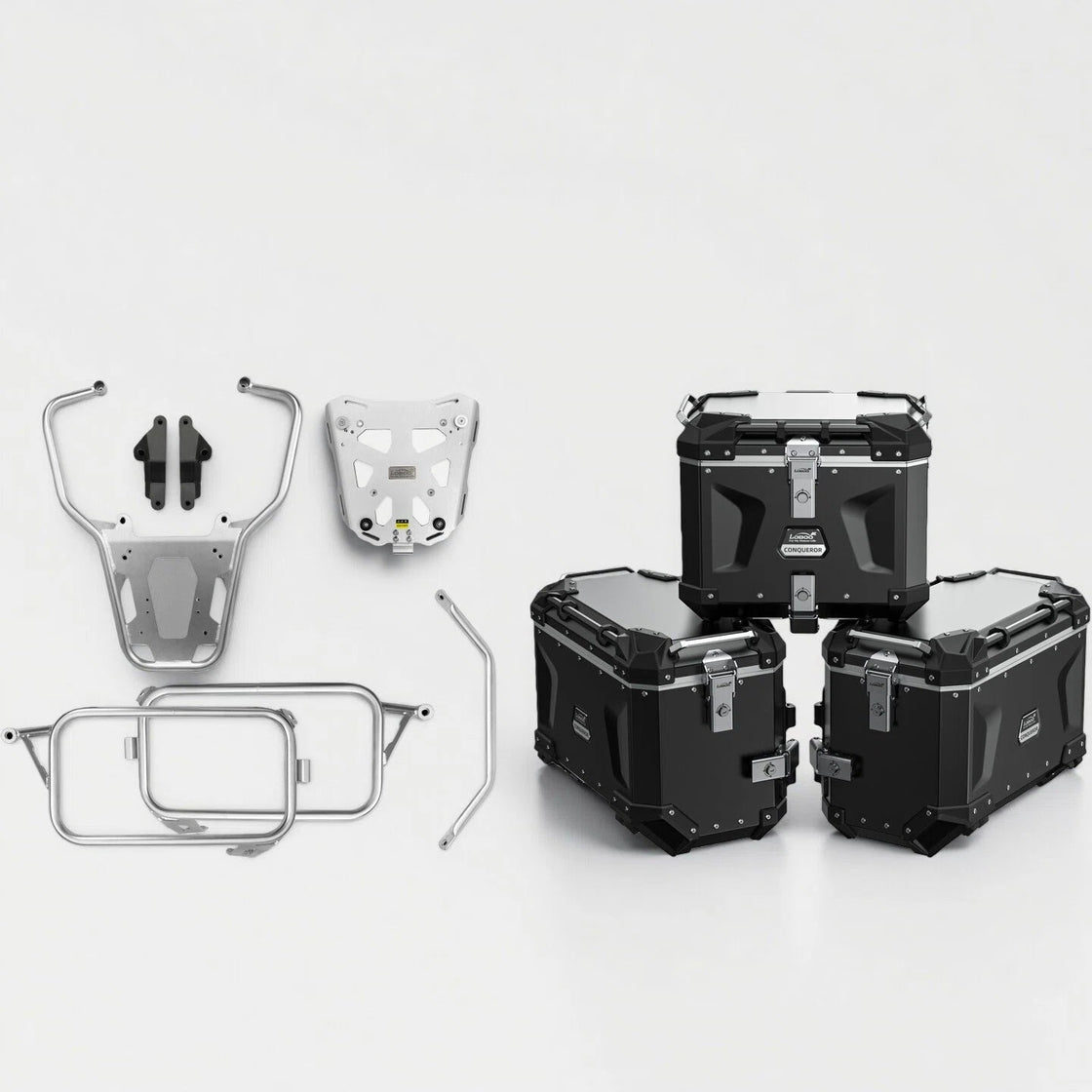 LOBOO CONQUEROR Aluminum Cases & Racks Set for BMW R1300GS / R1300GS Adventure