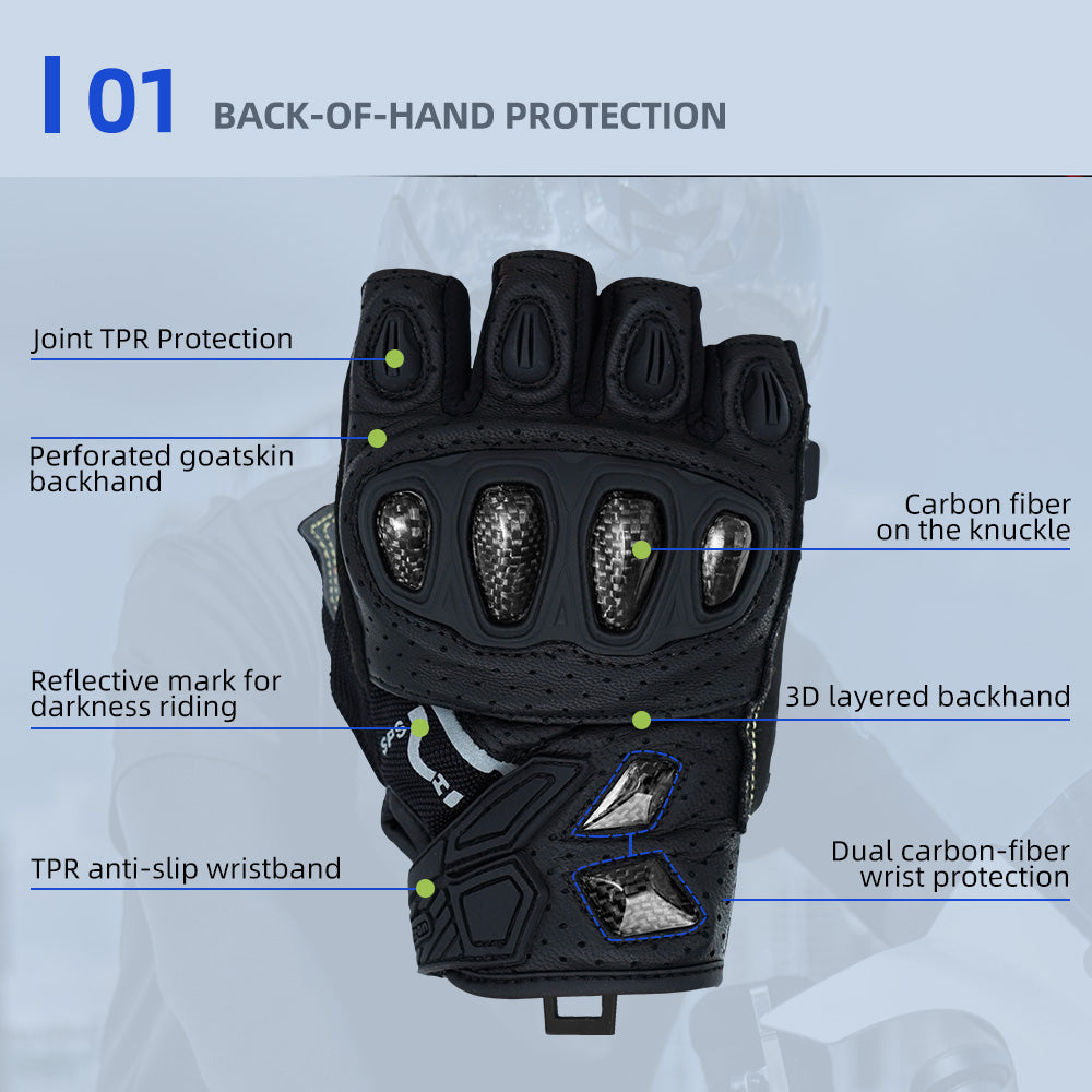Seibertron SPS-7H Superior Protection Series Half-Finger Motorcycle Riding Gloves - supplier media 50