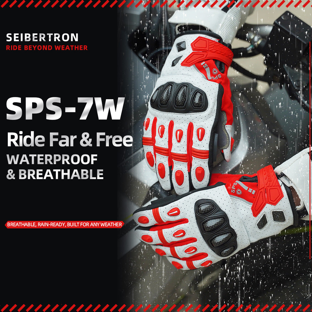 Seibertron SPS-7W Waterproof Leather Carbon Fiber Touchscreen Motorcycle Riding Gloves - supplier media 20