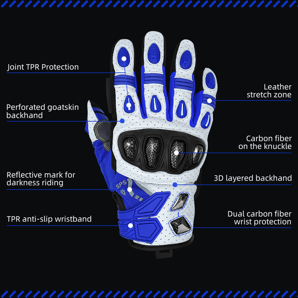 Seibertron SPS-7W Waterproof Leather Carbon Fiber Touchscreen Motorcycle Riding Gloves - supplier media 29