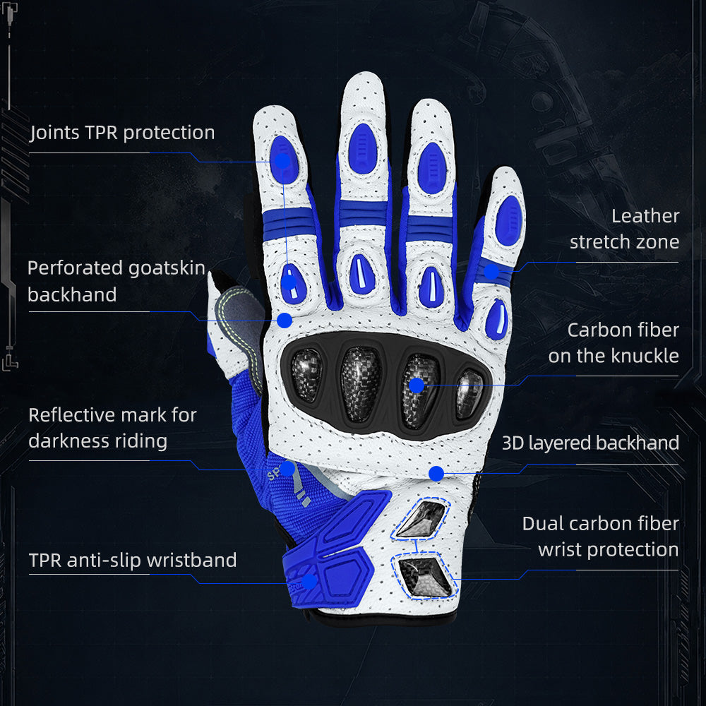 Seibertron SPS-7 Superior Protection Series Motorcycle Riding Gloves - Breathable Touchscreen Carbon Fiber Protection - supplier media 36