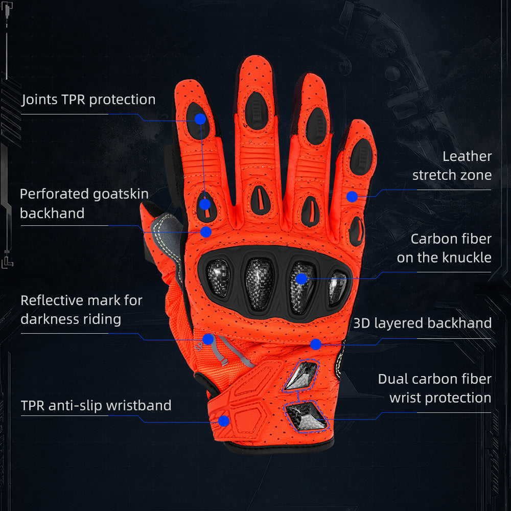 Seibertron SPS-7 Superior Protection Series Motorcycle Riding Gloves - Breathable Touchscreen Carbon Fiber Protection - supplier media 17