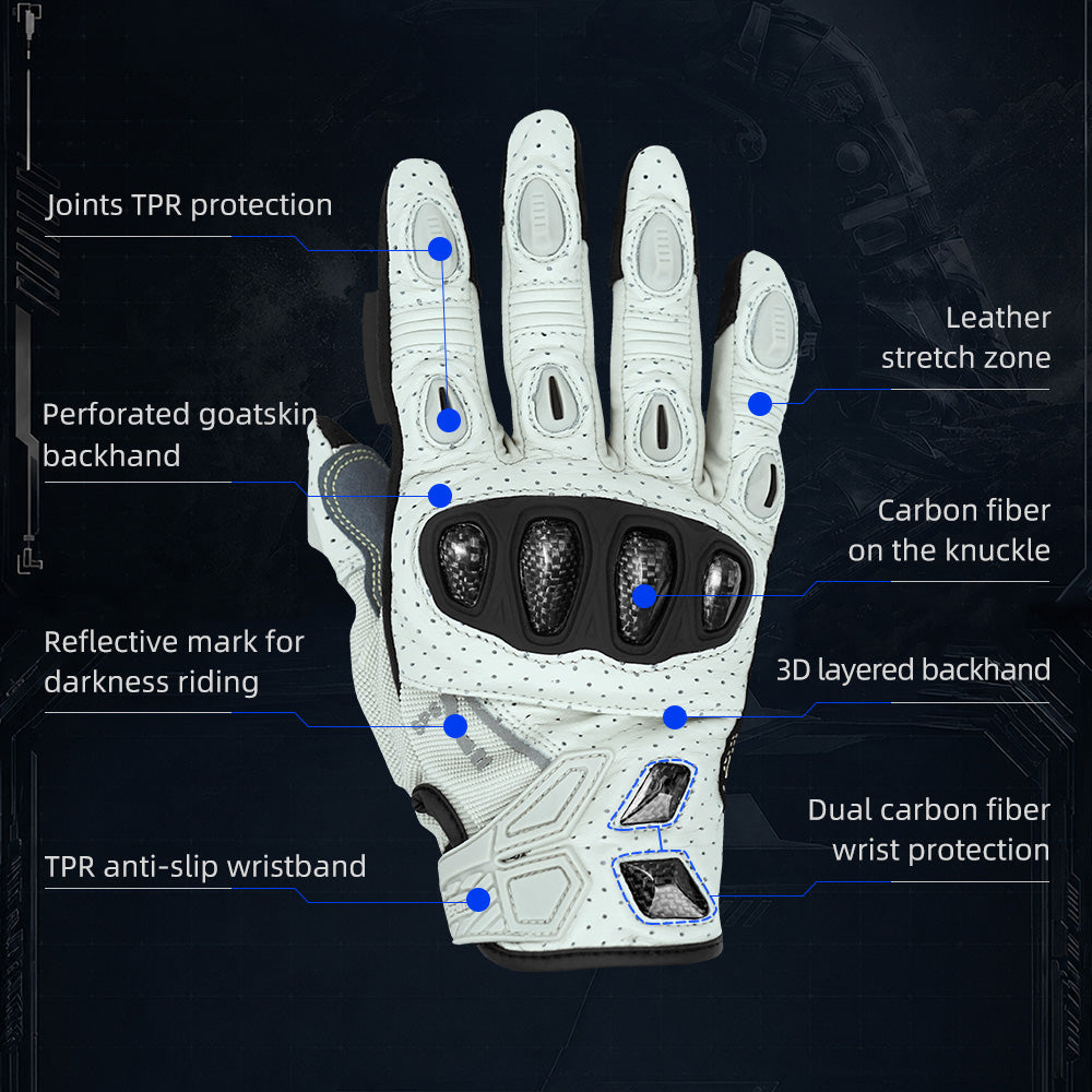 Seibertron SPS-7 Superior Protection Series Motorcycle Riding Gloves - Breathable Touchscreen Carbon Fiber Protection - supplier media 4
