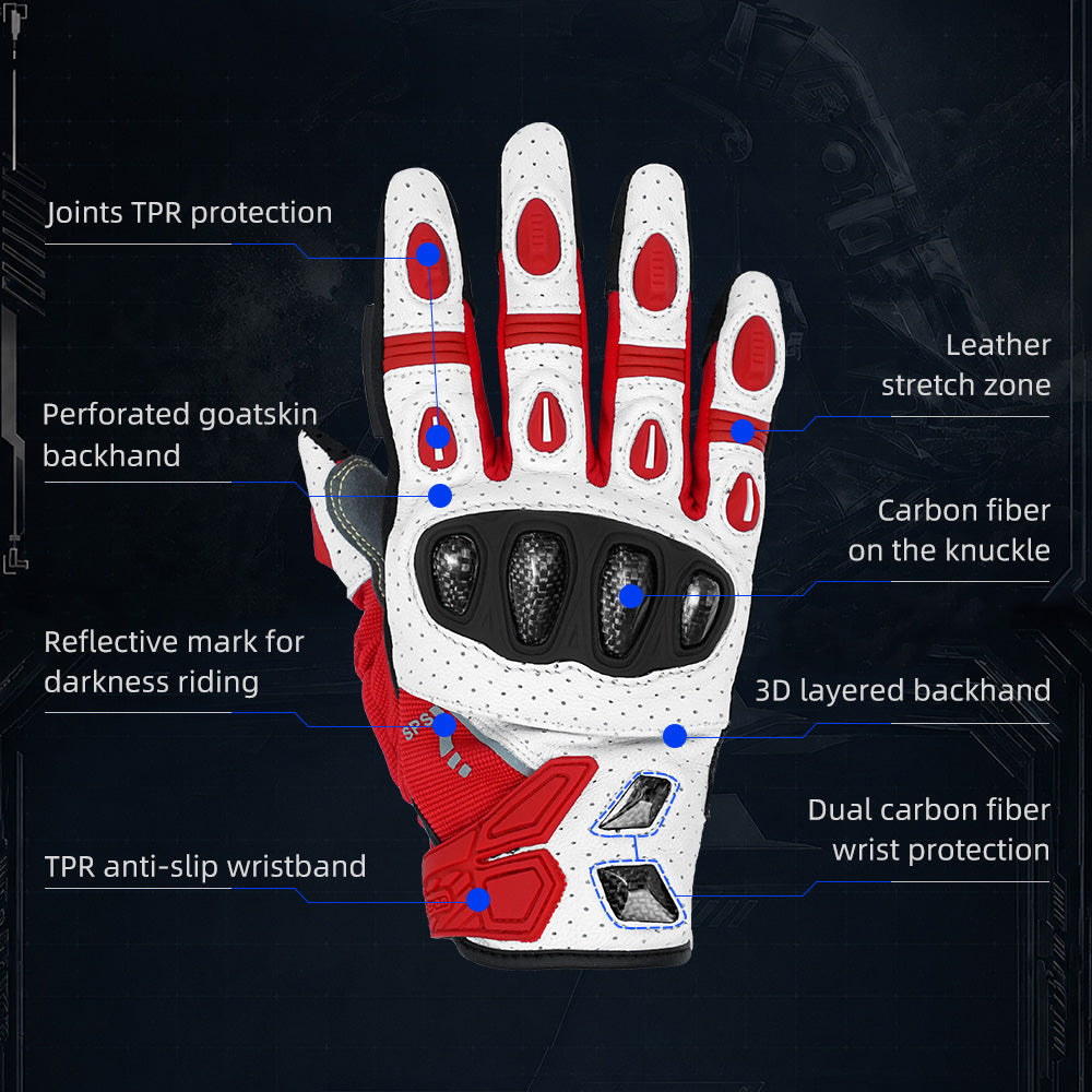 Seibertron SPS-7 Superior Protection Series Motorcycle Riding Gloves - Breathable Touchscreen Carbon Fiber Protection - supplier media 22