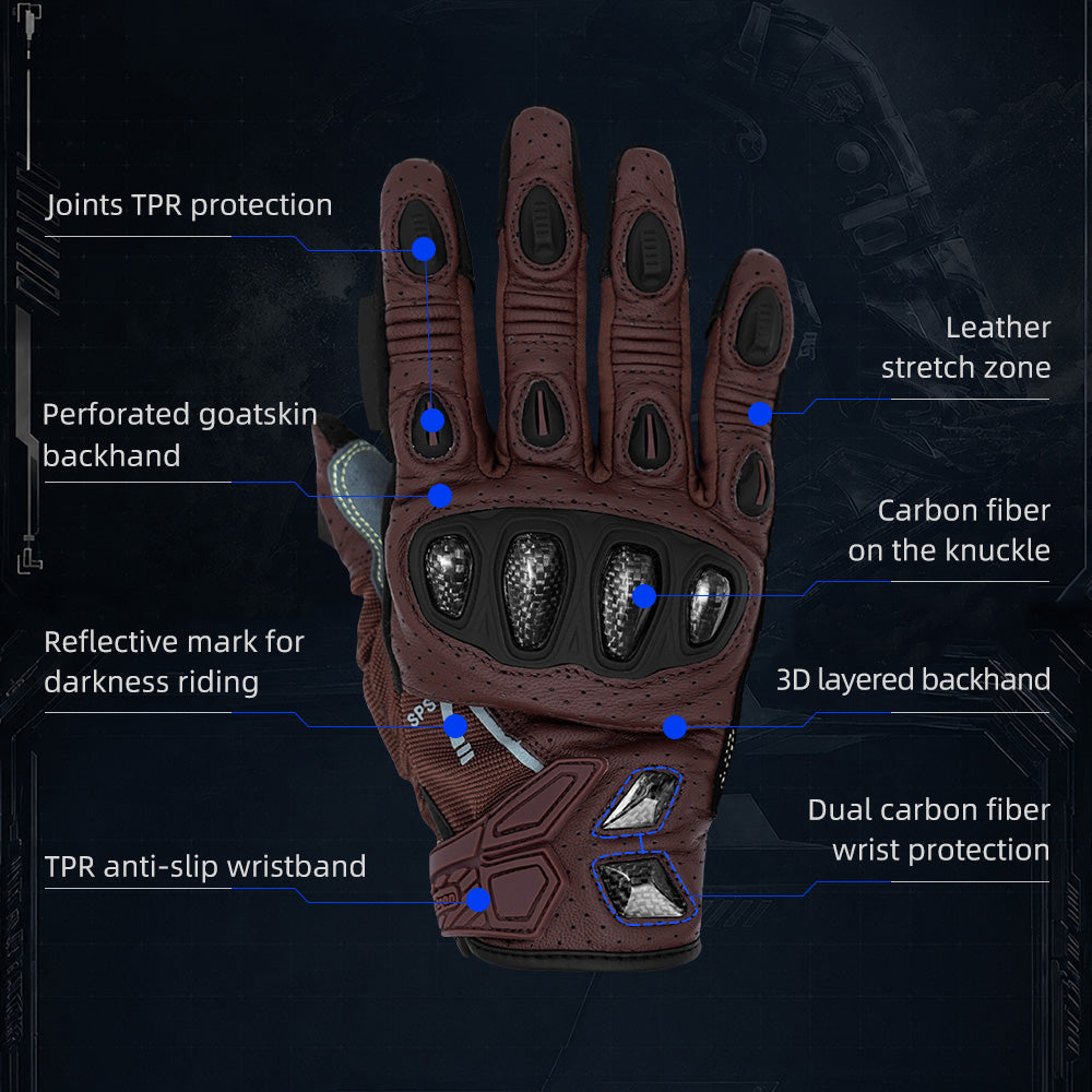 Seibertron SPS-7 Superior Protection Series Motorcycle Riding Gloves - Breathable Touchscreen Carbon Fiber Protection - supplier media 47