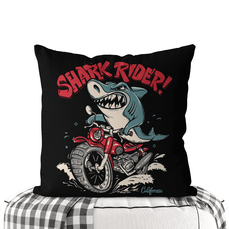 Motorcycle-Themed Double-Sided Square Pillow