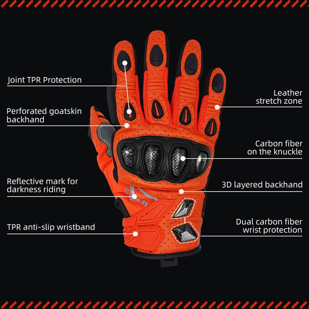 Seibertron SPS-7W Waterproof Leather Carbon Fiber Touchscreen Motorcycle Riding Gloves - supplier media 16