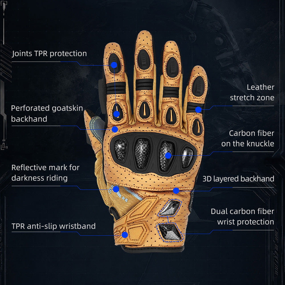 Seibertron SPS-7 Superior Protection Series Motorcycle Riding Gloves - Breathable Touchscreen Carbon Fiber Protection - supplier media 31
