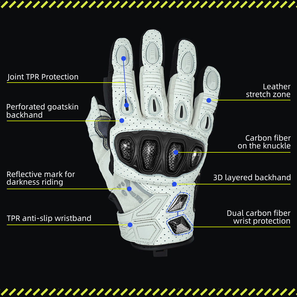 Seibertron SPS-7W Waterproof Leather Carbon Fiber Touchscreen Motorcycle Riding Gloves - supplier media 3