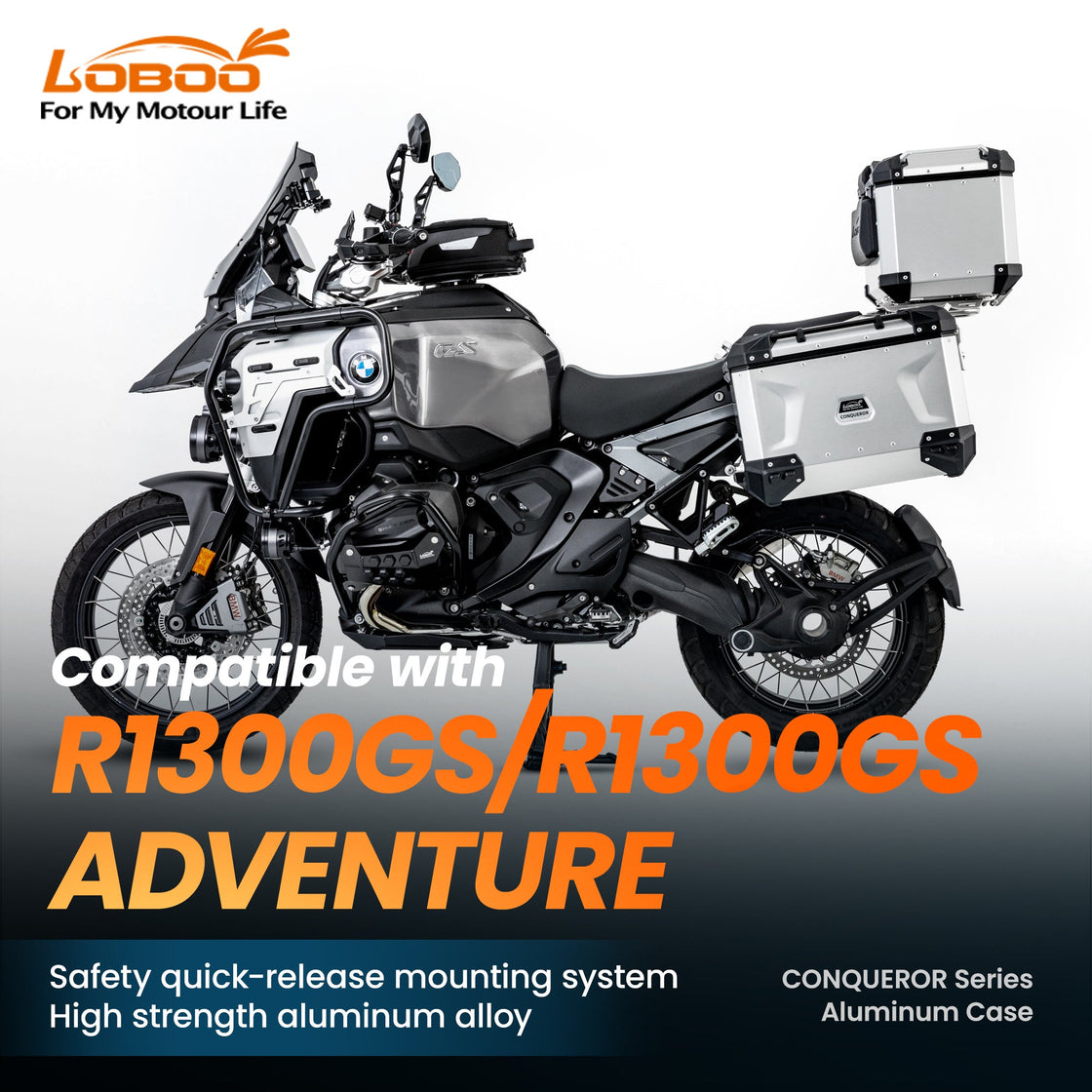 LOBOO CONQUEROR Aluminum Cases & Racks Set for BMW R1300GS / R1300GS Adventure