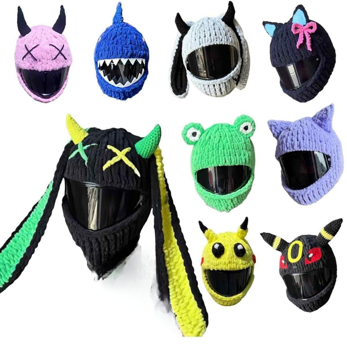 cartoon motorcycle helmet cover Handmade Knitted Cartoon Cover for Motorcycle Helmet – Bean's Moto Booth