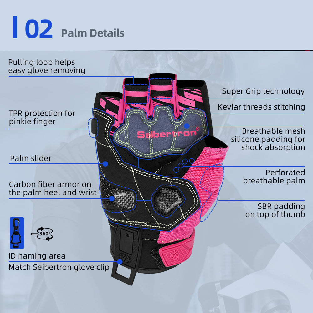Seibertron SPS-7H Superior Protection Series Half-Finger Motorcycle Riding Gloves - supplier media 19