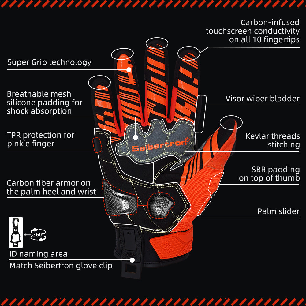 Seibertron SPS-7W Waterproof Leather Carbon Fiber Touchscreen Motorcycle Riding Gloves - supplier media 17