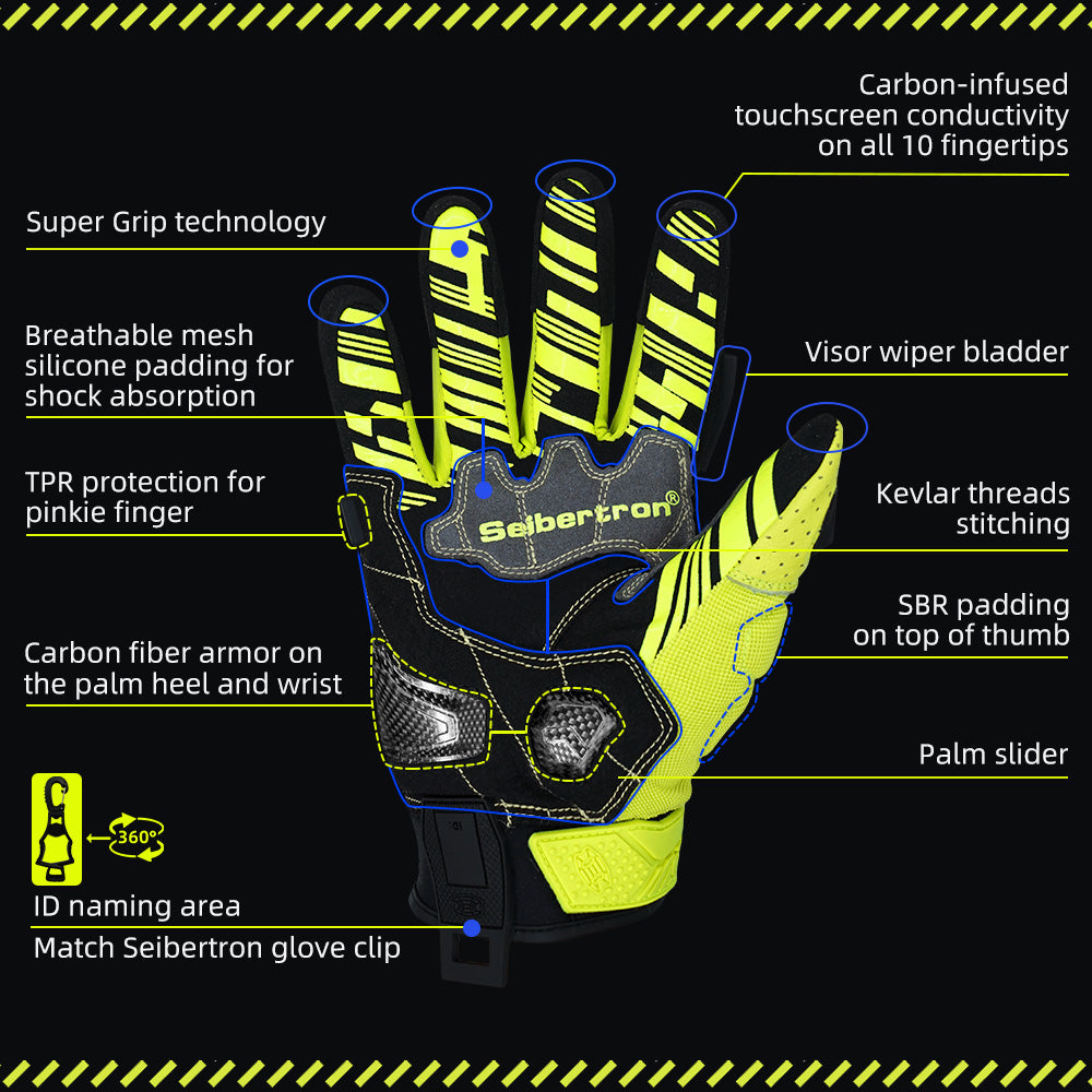 Seibertron SPS-7W Waterproof Leather Carbon Fiber Touchscreen Motorcycle Riding Gloves - supplier media 32
