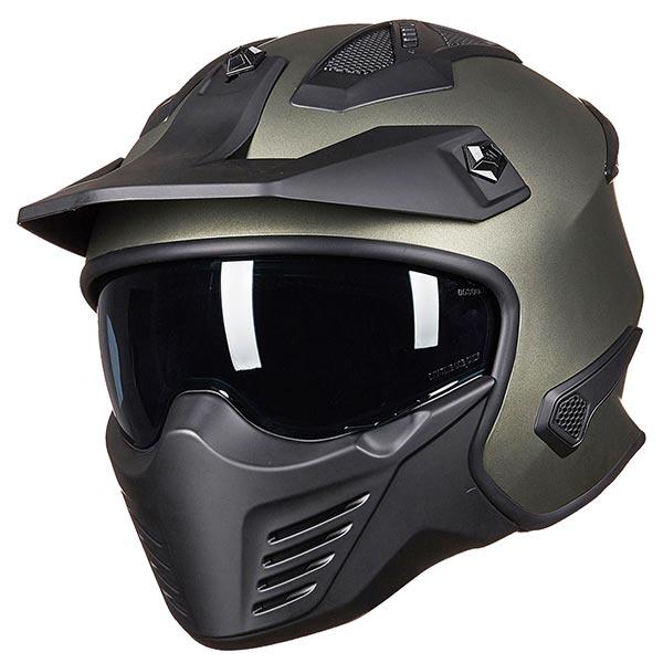 3 4 motorcycle helmets shield ILM Open Face Motorcycle 3/4 Half Helmet Model 726X Midnight Green / Small