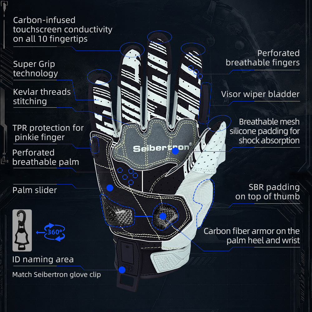 Seibertron SPS-7 Superior Protection Series Motorcycle Riding Gloves - Breathable Touchscreen Carbon Fiber Protection - supplier media 13