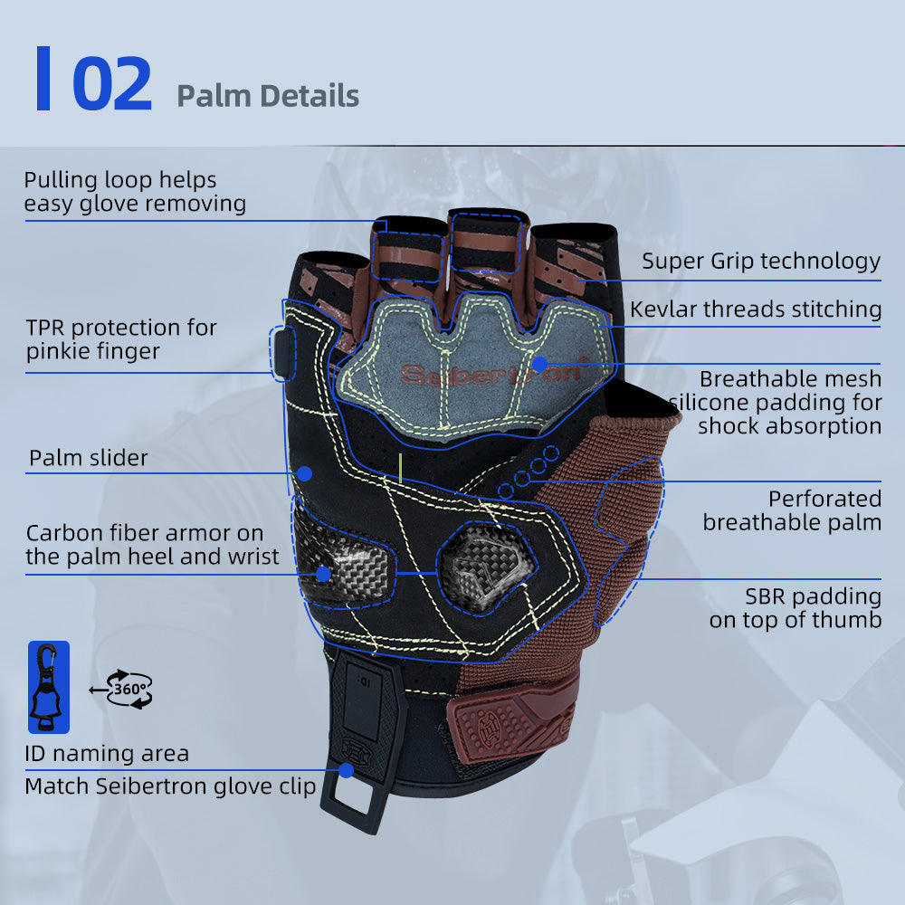 Seibertron SPS-7H Superior Protection Series Half-Finger Motorcycle Riding Gloves - supplier media 34