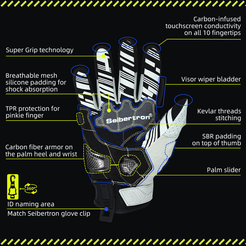 Seibertron SPS-7W Waterproof Leather Carbon Fiber Touchscreen Motorcycle Riding Gloves - supplier media 5