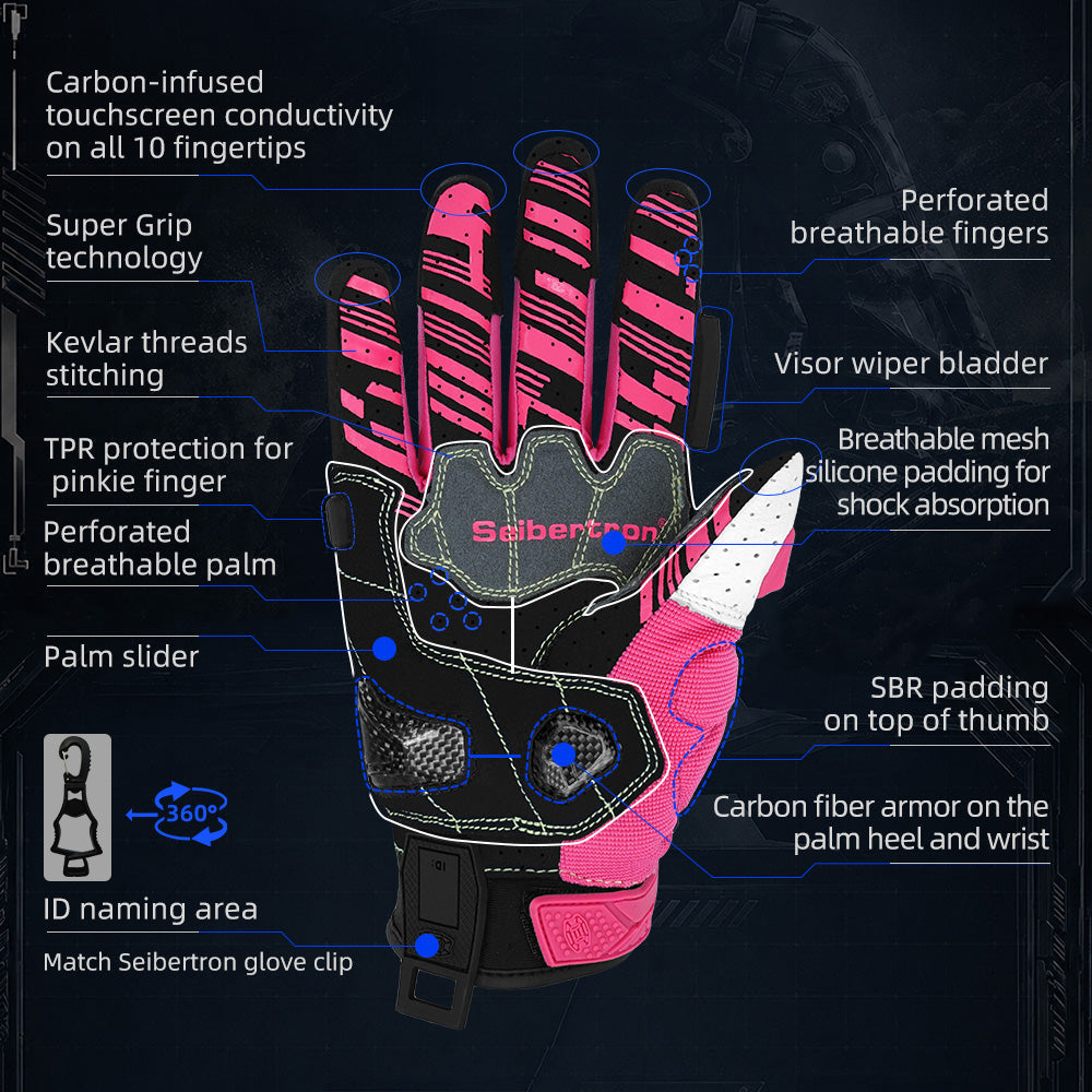 Seibertron SPS-7 Superior Protection Series Motorcycle Riding Gloves - Breathable Touchscreen Carbon Fiber Protection - supplier media 28