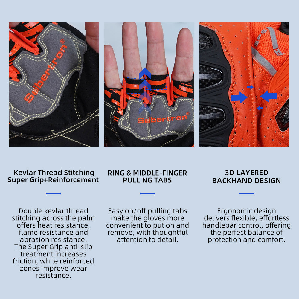 Seibertron SPS-7H Superior Protection Series Half-Finger Motorcycle Riding Gloves - supplier media 11