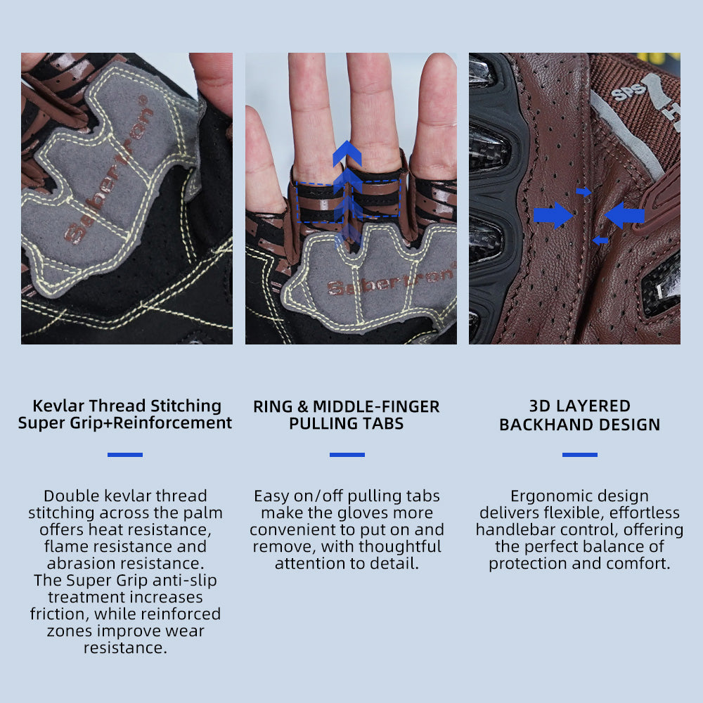 Seibertron SPS-7H Superior Protection Series Half-Finger Motorcycle Riding Gloves - supplier media 36