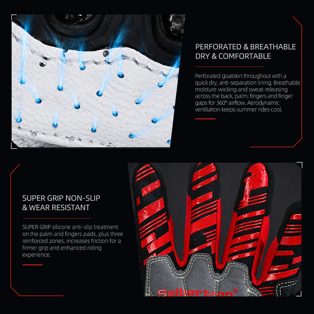 Seibertron SPS-7 Superior Protection Series Motorcycle Riding Gloves - Breathable Touchscreen Carbon Fiber Protection - supplier media 24