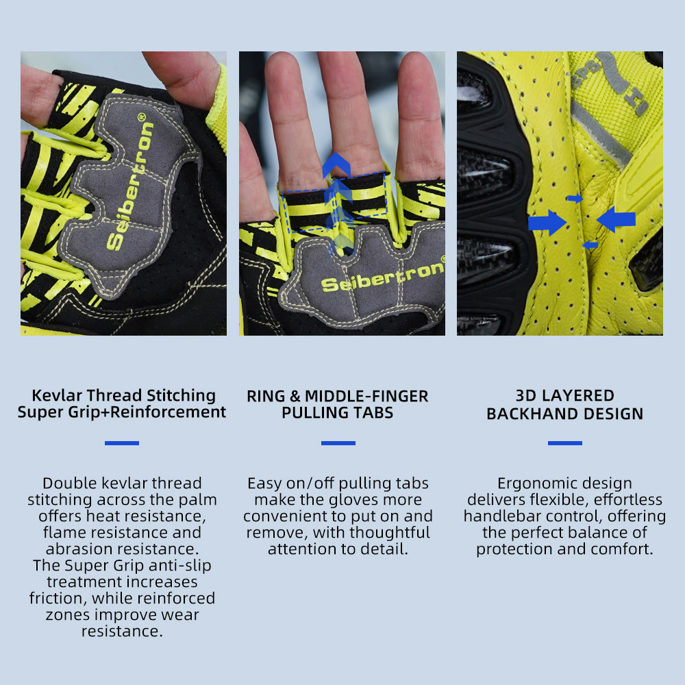 Seibertron SPS-7H Superior Protection Series Half-Finger Motorcycle Riding Gloves - supplier media 41