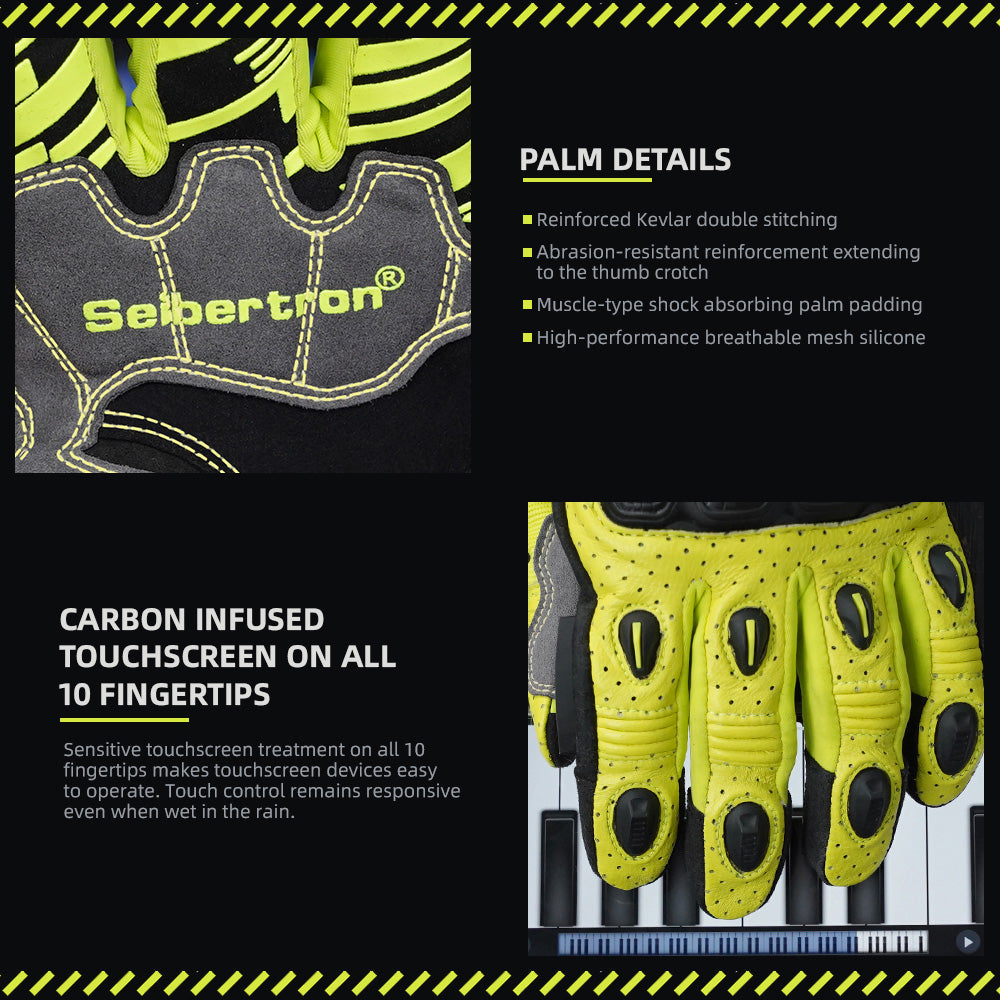 Seibertron SPS-7W Waterproof Leather Carbon Fiber Touchscreen Motorcycle Riding Gloves - supplier media 34