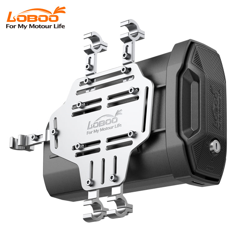 LOBOO Motorcycle Tool Box – Waterproof Engineering Plastic Case with Aluminum Mounting Plate, Lockable Universal Design