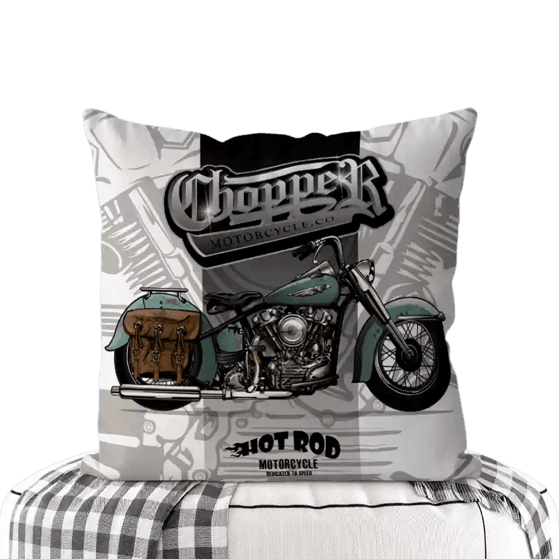 Motorcycle-Themed Double-Sided Square Pillow