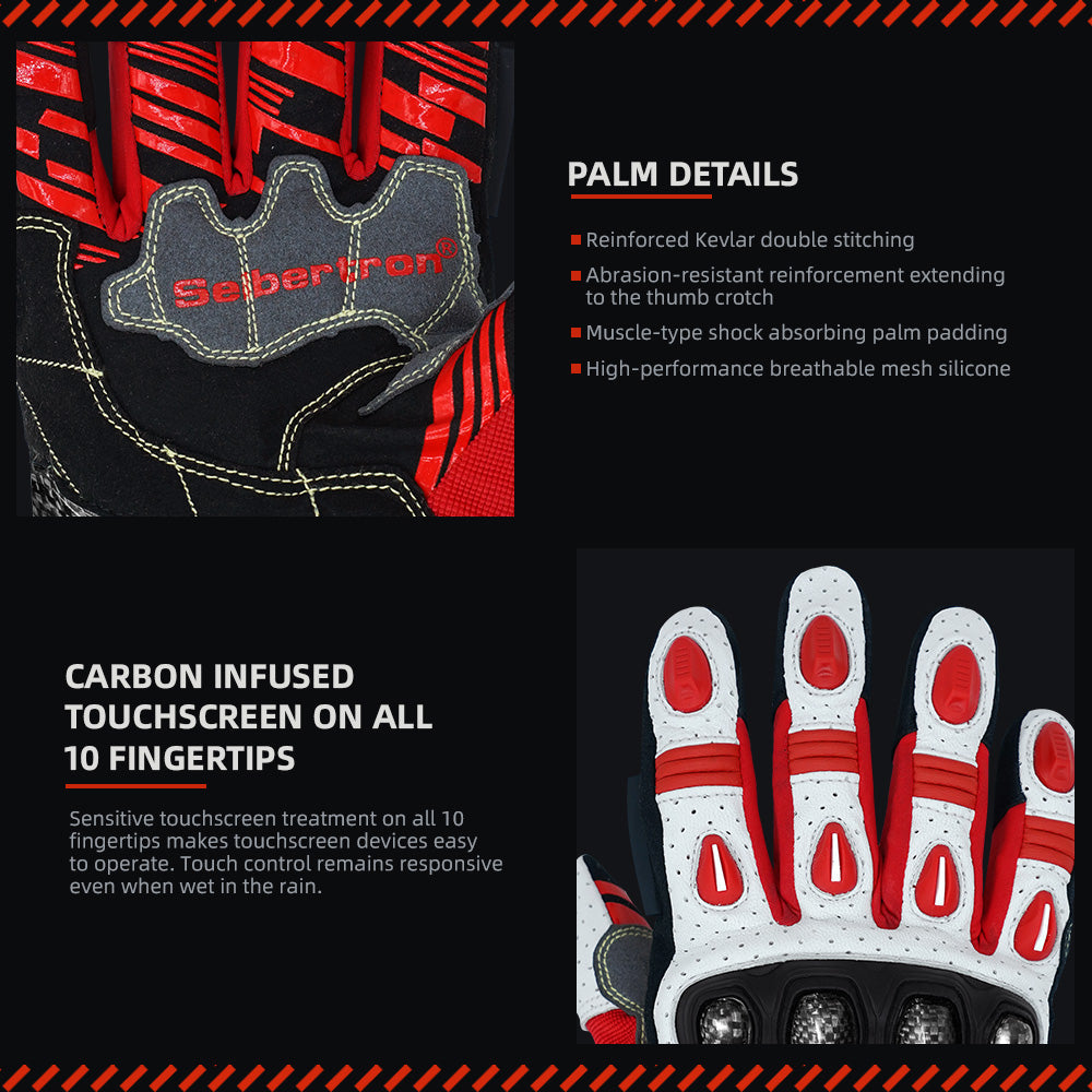 Seibertron SPS-7W Waterproof Leather Carbon Fiber Touchscreen Motorcycle Riding Gloves - supplier media 23