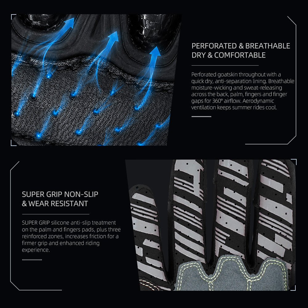 Seibertron SPS-7 Superior Protection Series Motorcycle Riding Gloves - Breathable Touchscreen Carbon Fiber Protection - supplier media 12