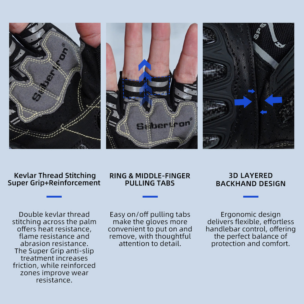 Seibertron SPS-7H Superior Protection Series Half-Finger Motorcycle Riding Gloves - supplier media 51