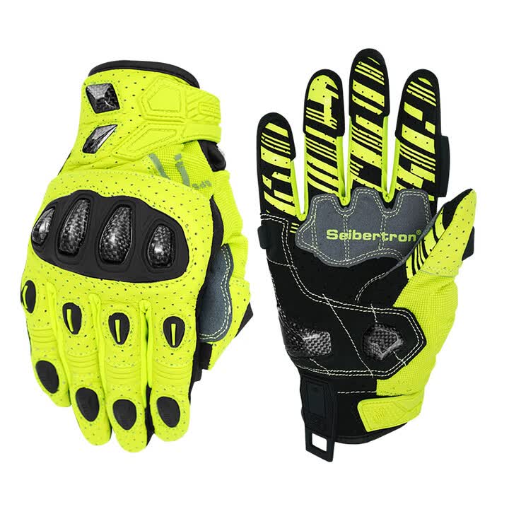 Seibertron SPS-7 motorcycle gloves in Fluorescent Yellow