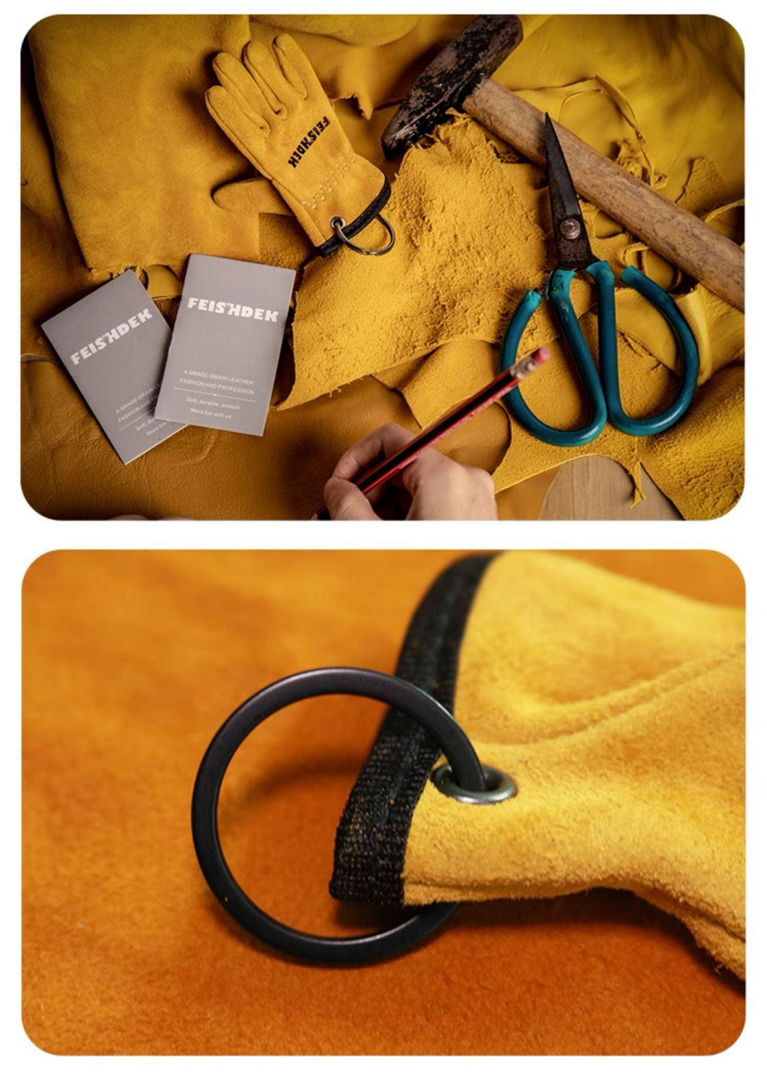 FEISHDEK™ Vintage Handcrafted Leather Motorcycle Glove Keychain