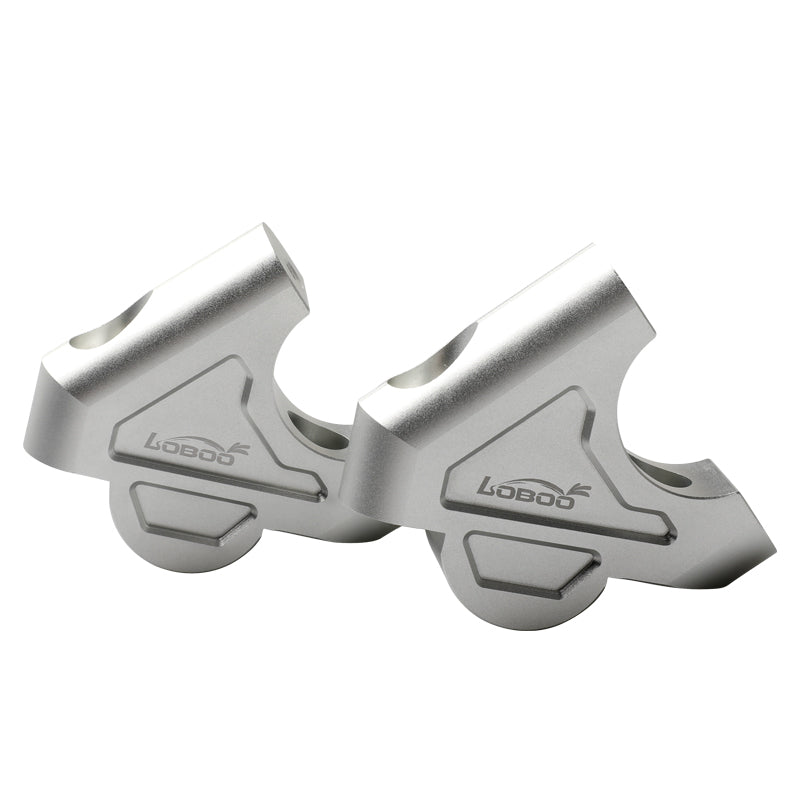 LOBOO Handlebar Risers for BMW R1200GS / R1250GS / S1000XR (2016–2020) – CNC Aluminum 1.18 in Rise / 1.02 in Setback, Silver Anodized Finish