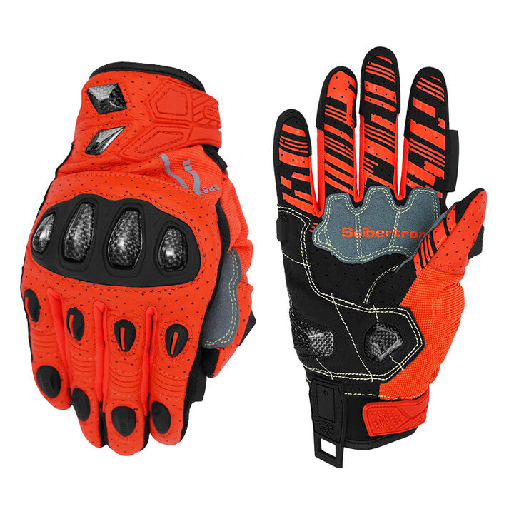 Seibertron SPS-7 motorcycle gloves in Fluorescent Orange