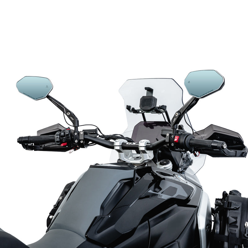 LOBOO Foldable Rearview Mirrors for BMW R1300GS / R1300GS Adventure– Aluminum Alloy, Anti-Glare 1200R Lens, LCW Compatible
