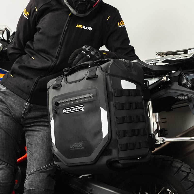 LOBOO Inflatable Motorcycle Side Bag Set – ALPS Series Waterproof Travel Saddle Bags (Available in 23L, 30L, or Mixed 23L+30L Options)