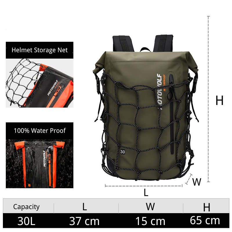 MOTOWOLF™ Waterproof Multifunctional large-capacity Motorcycle Backpack
