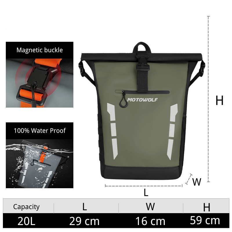 MOTOWOLF™ Waterproof Multifunctional large-capacity Motorcycle Backpack