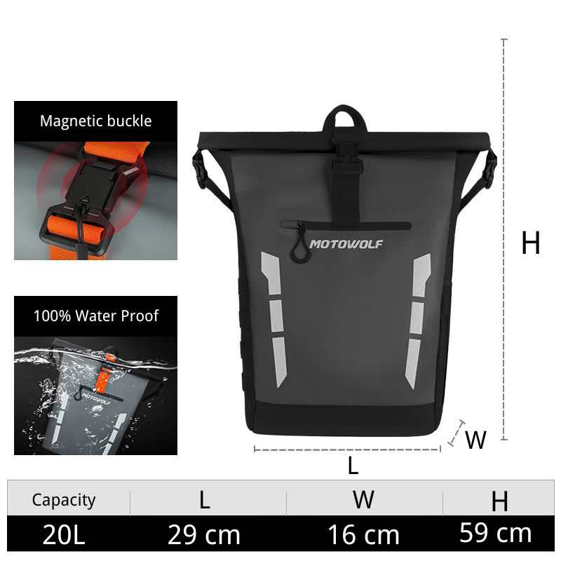 MOTOWOLF™ Waterproof Multifunctional large-capacity Motorcycle Backpack