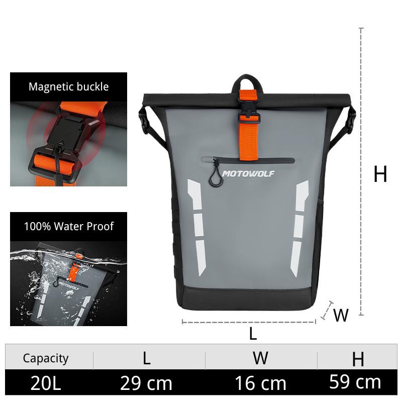 MOTOWOLF™ Waterproof Multifunctional large-capacity Motorcycle Backpack