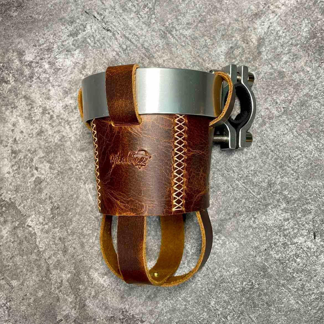 Handmade Leather Motorcycle Water Bottle Holder