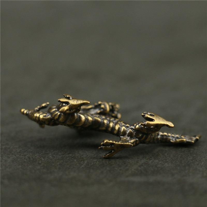 Solid Brass Oriental Flying Dragon Keychain