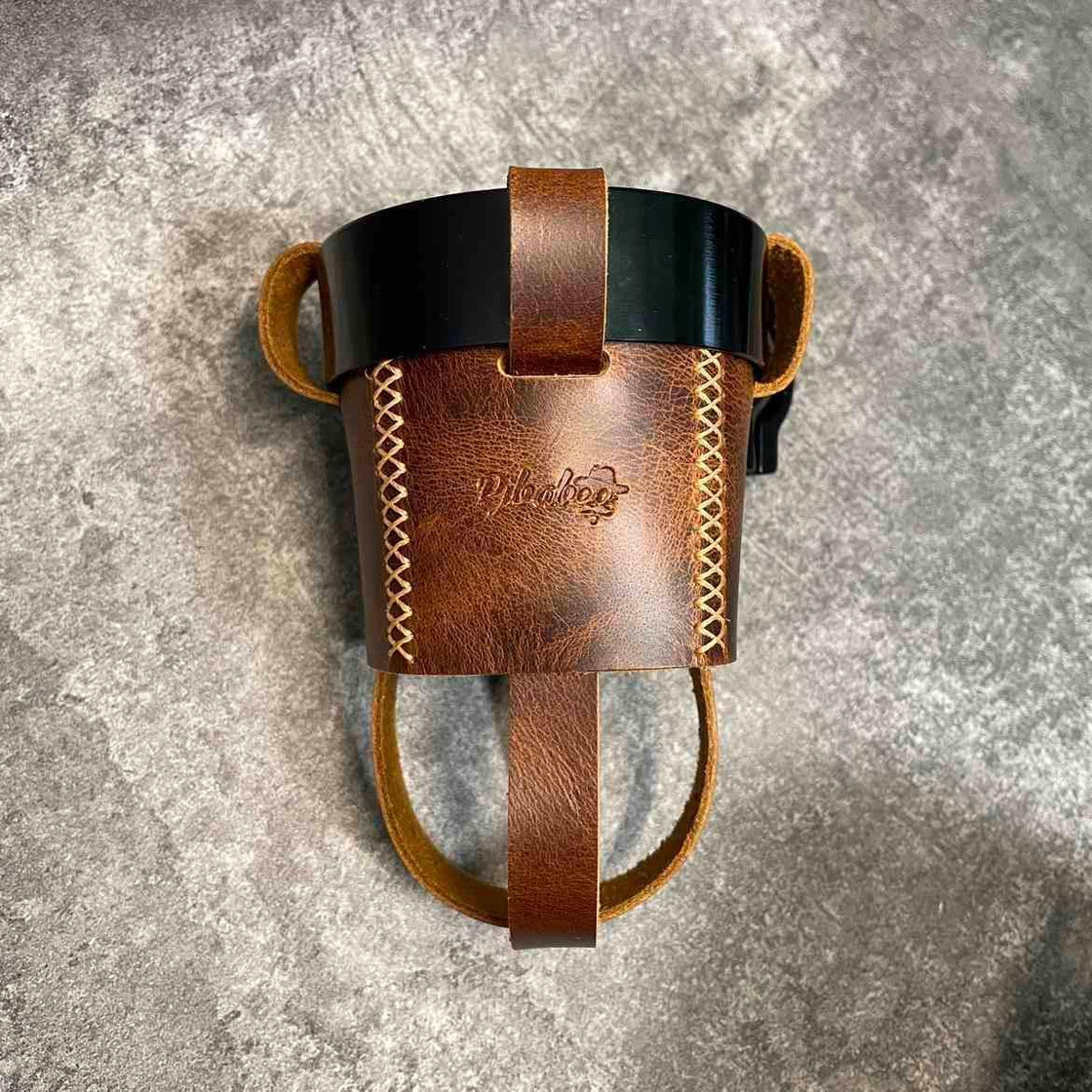 Handmade Leather Motorcycle Water Bottle Holder