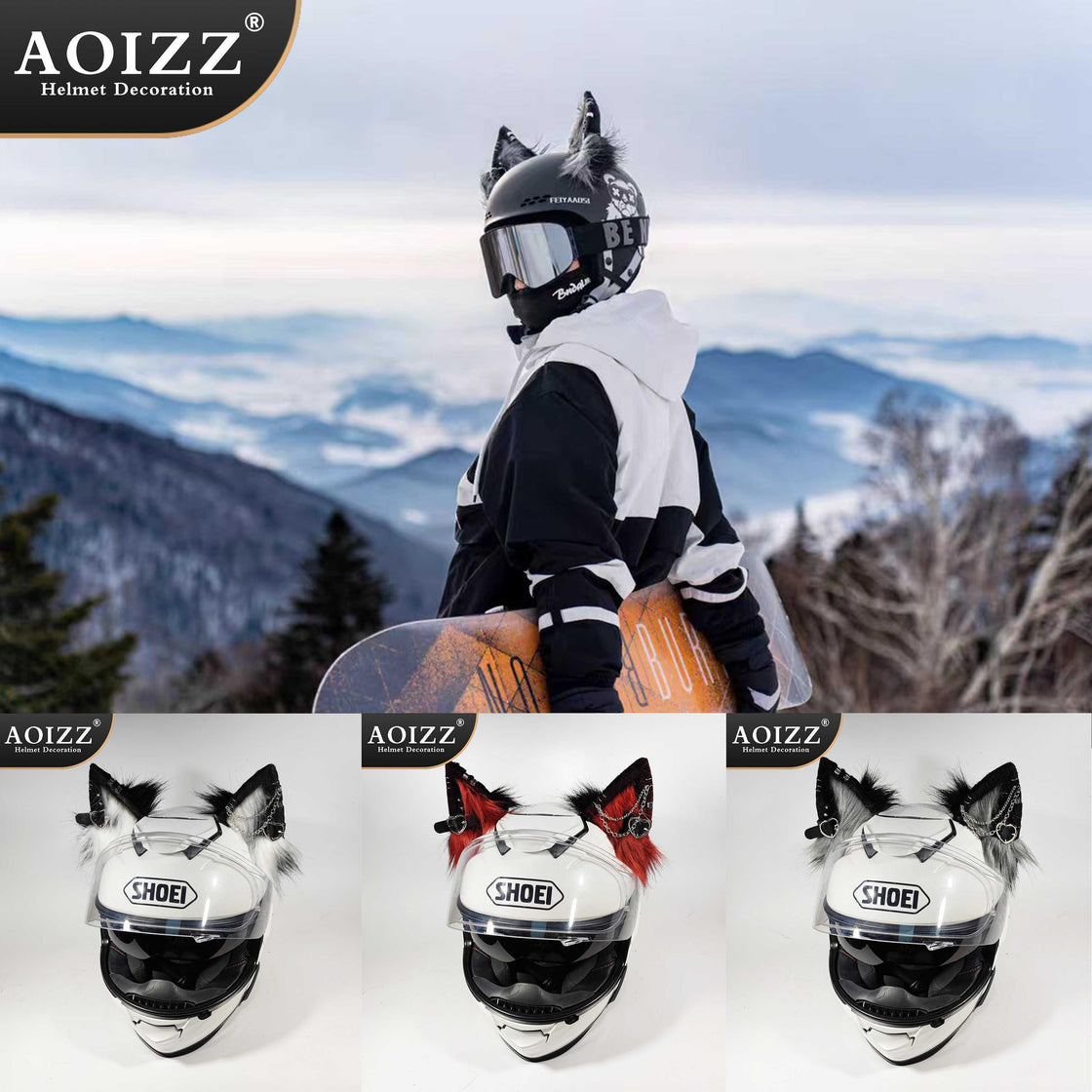 AOIZZ™ Handmade Cat Ear Helmet Decoration PRO – Bean's Moto Booth AOIZZ™ Handmade Cat Ear Helmet Decoration PRO – Bean's Moto Booth